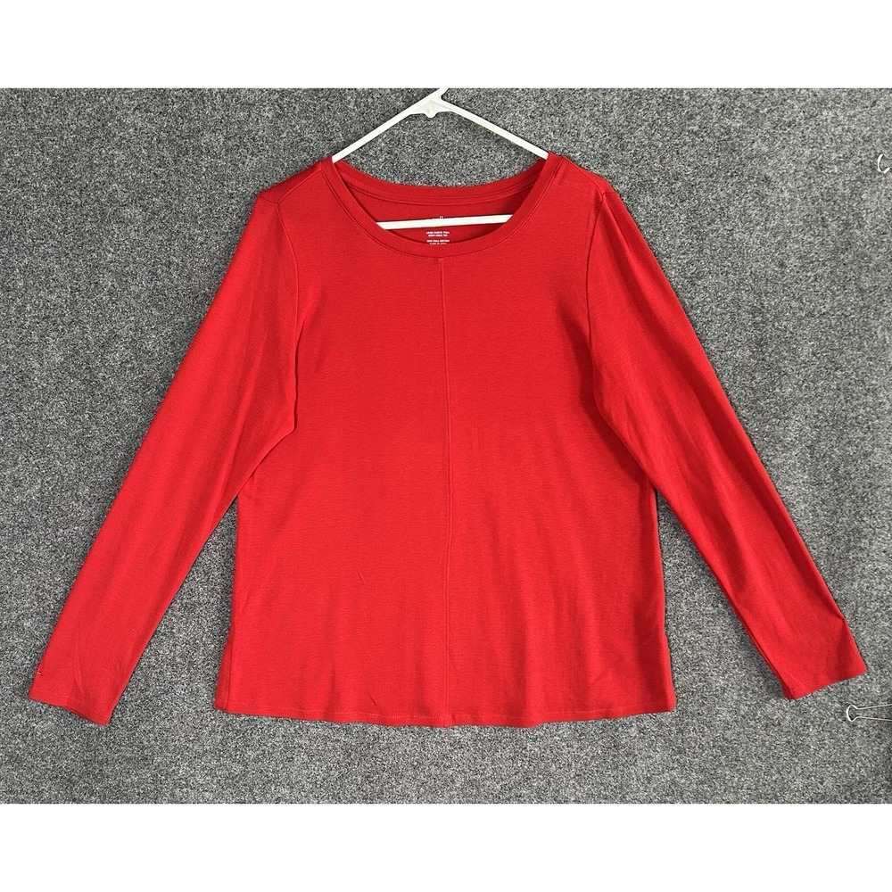 J.Jill Red Tunic Top -Size M- Long Sleeve Pima Cotton Blend Stretch